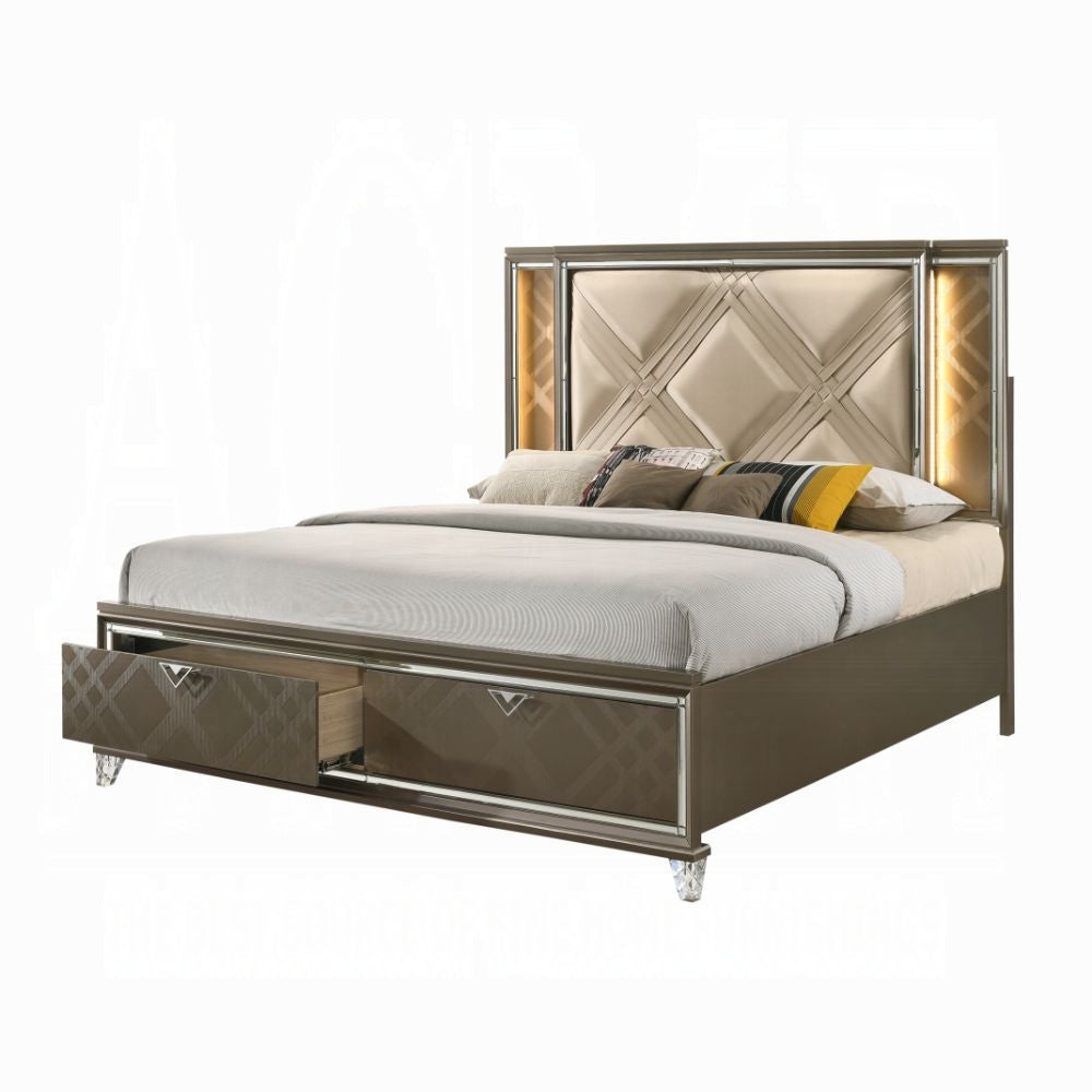 Skylar Queen Bed W/Led & Storage