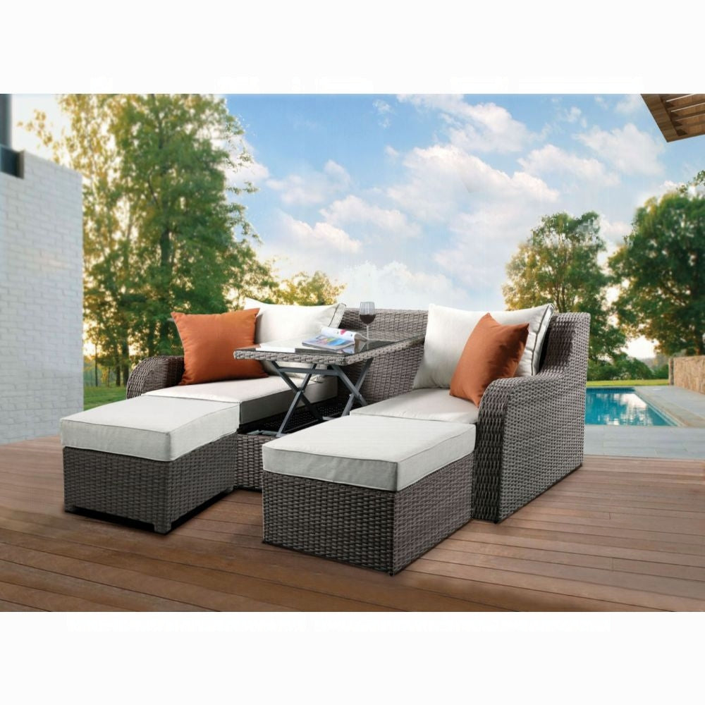 Salena Patio Sofa W/2 Pillows & 2 Ottomans