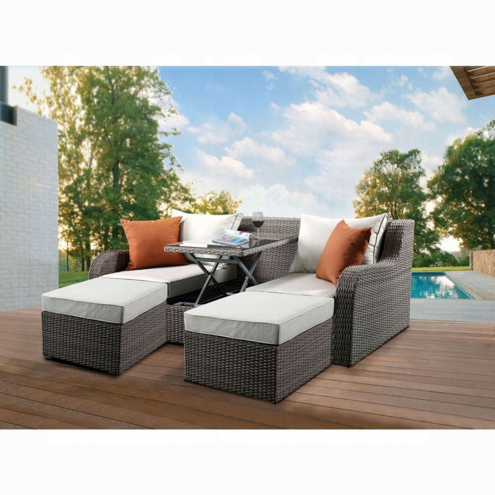 Salena Patio Sofa W/2 Pillows & 2 Ottomans