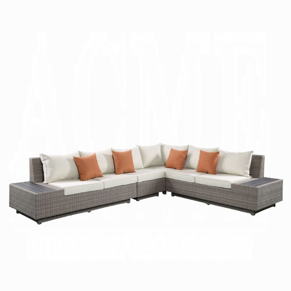 Salena Patio Sectional Sofa W/4 Pillows & Coffee Table