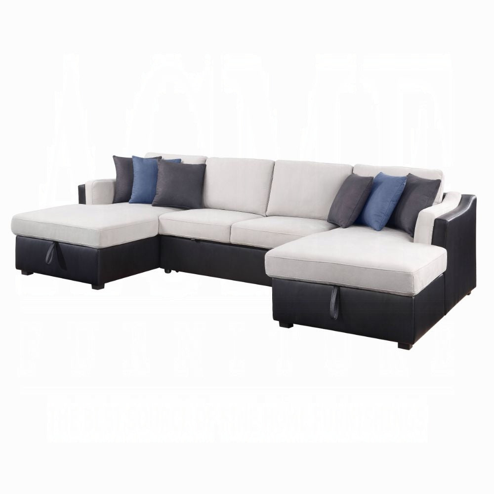 Merill Sectional Sofa W/Sleeper & 6 Pillows