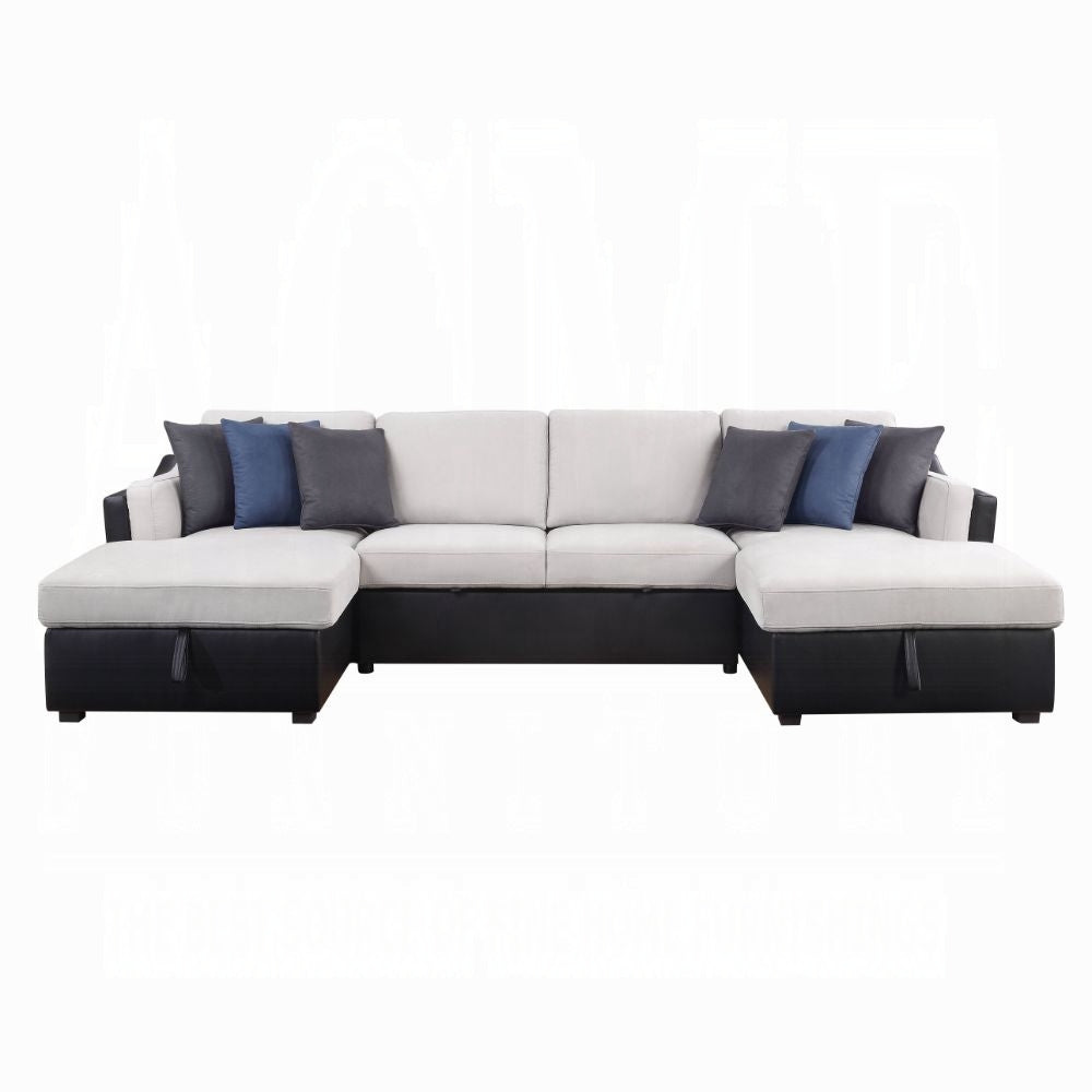 Merill Sectional Sofa W/Sleeper & 6 Pillows