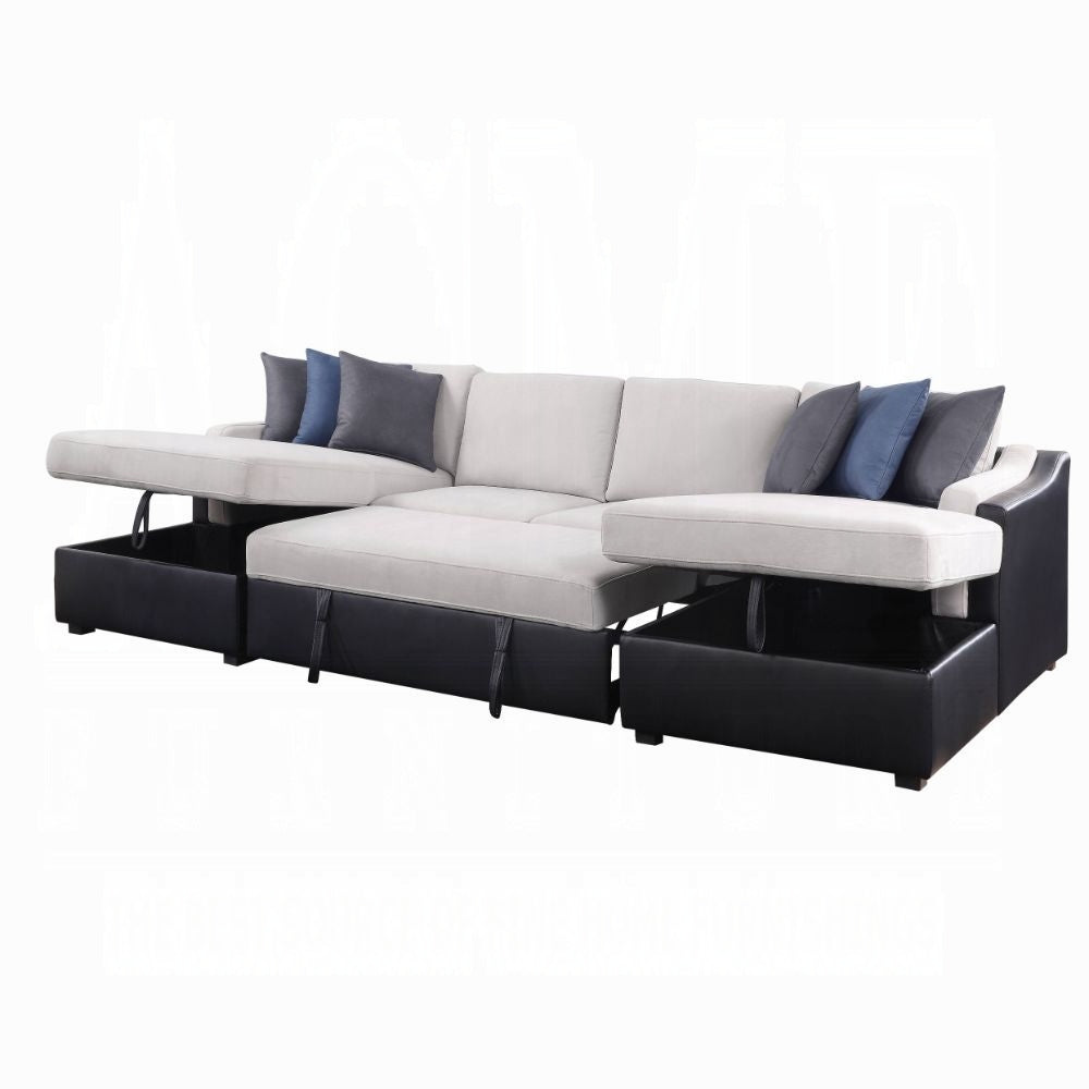 Merill Sectional Sofa W/Sleeper & 6 Pillows