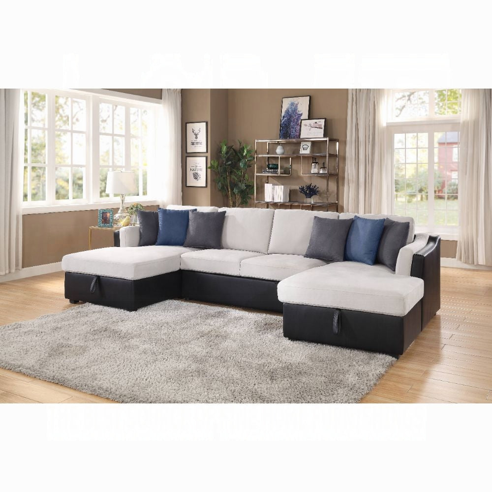 Merill Sectional Sofa W/Sleeper & 6 Pillows