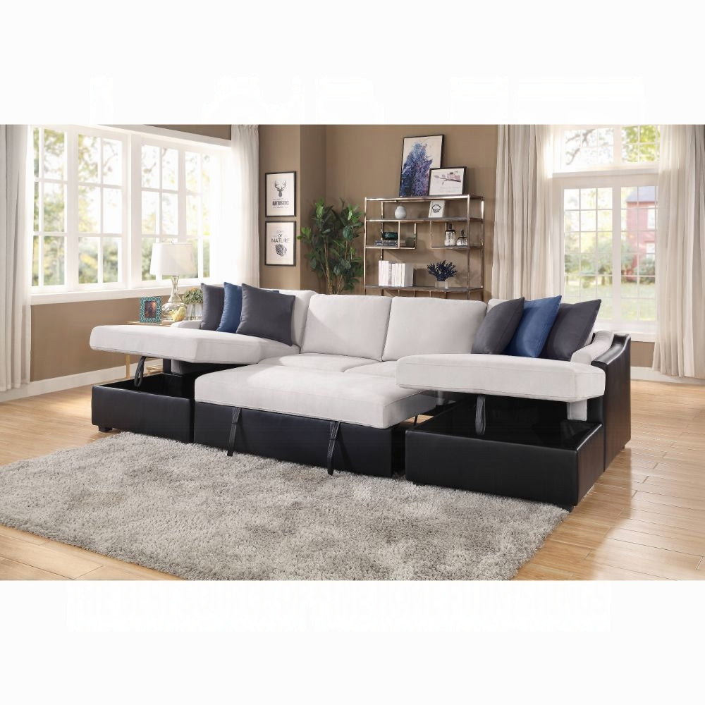 Merill Sectional Sofa W/Sleeper & 6 Pillows