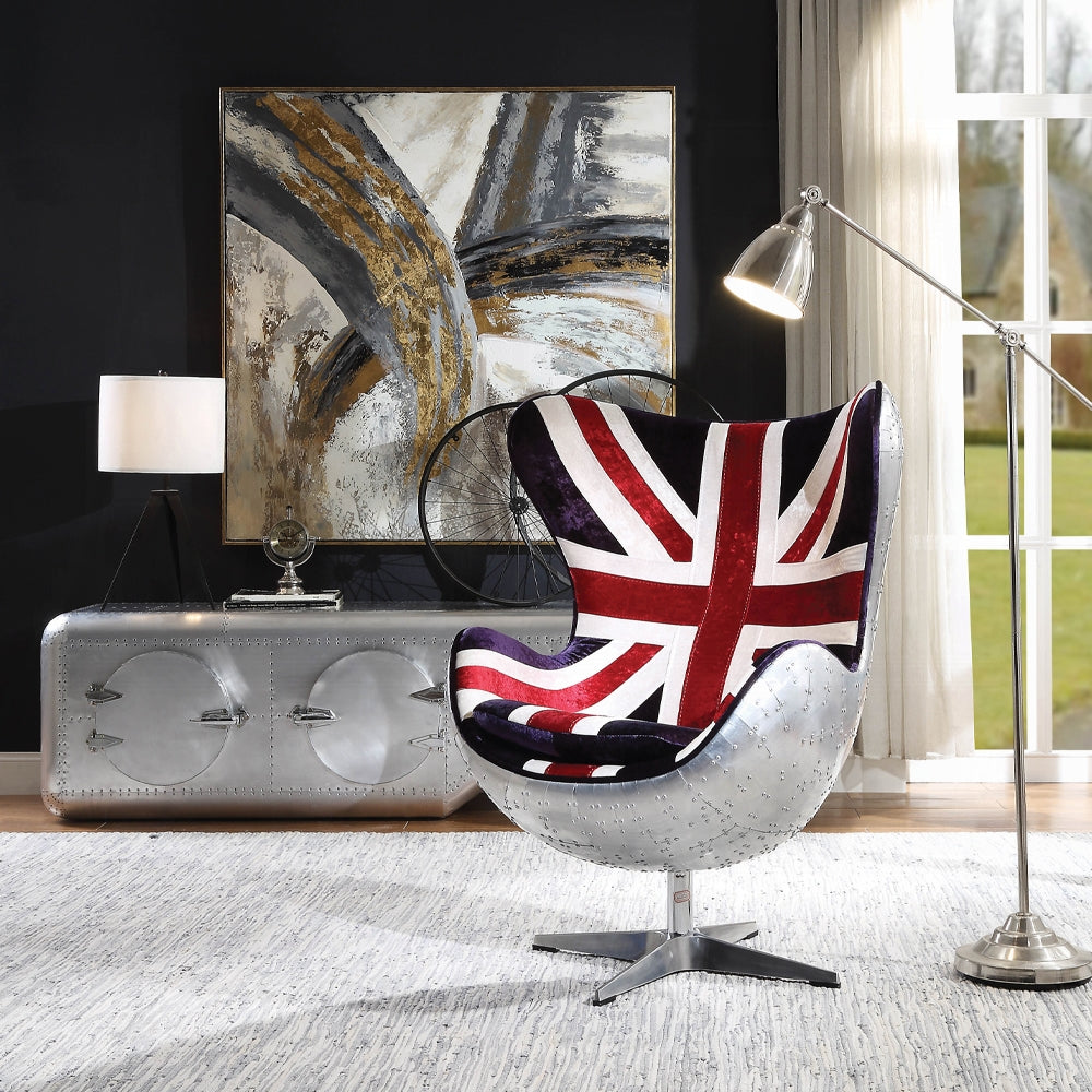 Brancaster British Flag Accent Chair W/Swivel